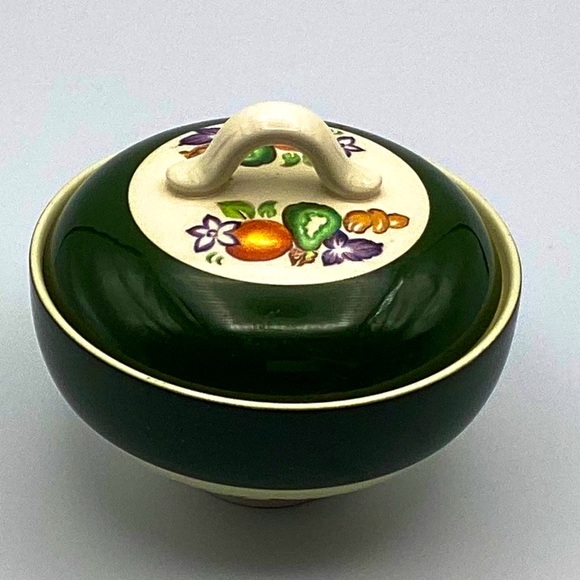 Homer Laughlin Charm House Small Green Fruit Pattern  Covered Sugar Bowl - Picture 1 of 3